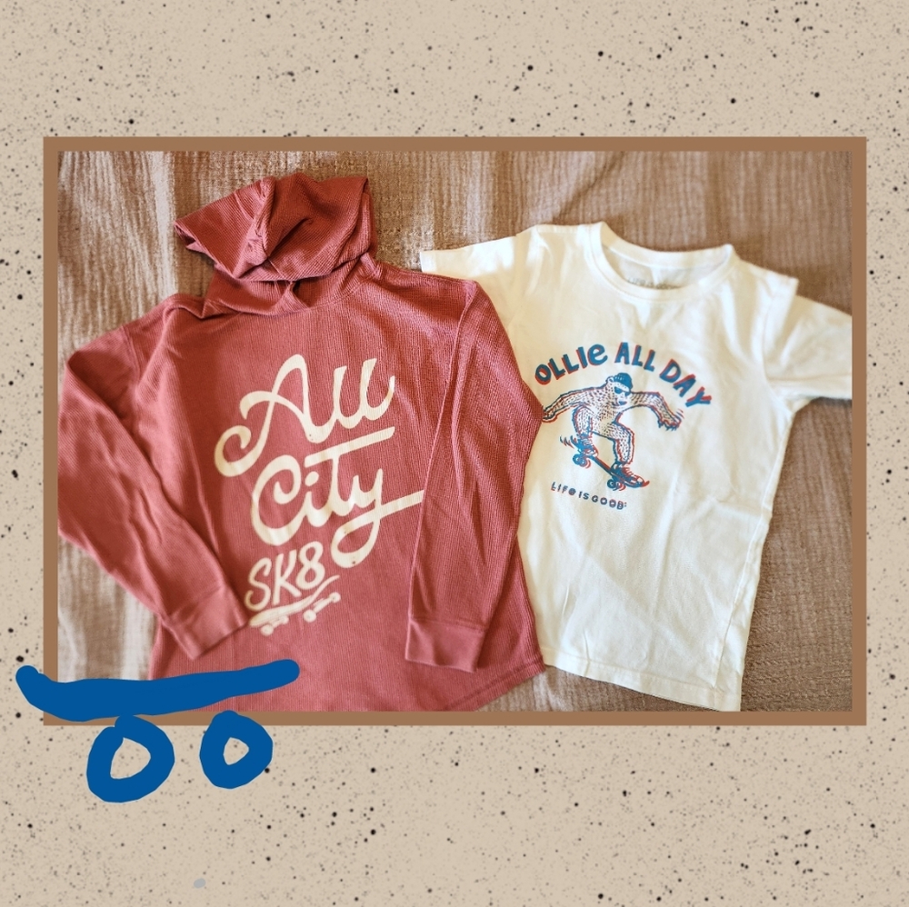 Skateboard Long Sleeve Hoodie And Tshirt Bundle Old Navy Life Is Good